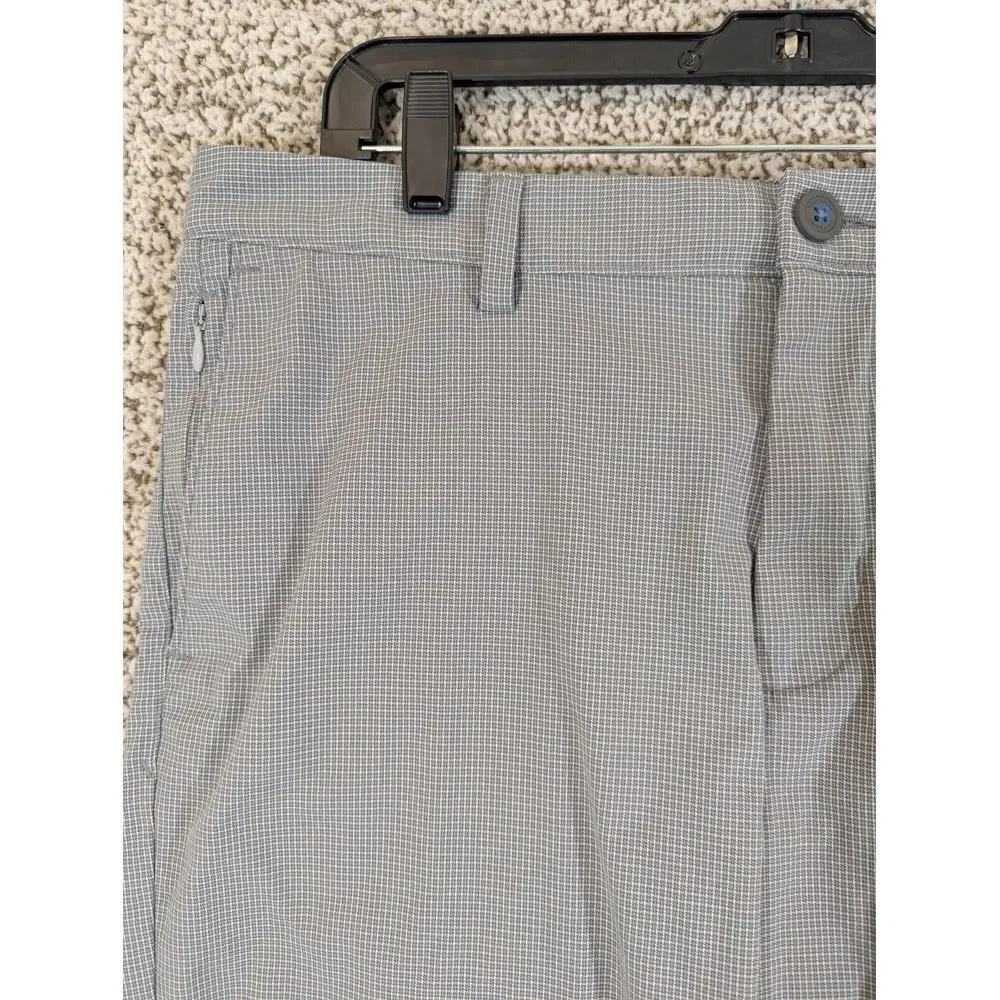 Tommy Bahama Pant Men 35x32 Gray Blue Micro Check Performance Golf Nylon Spandex